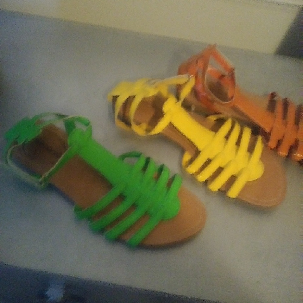 Sell green yellow and orange sandles